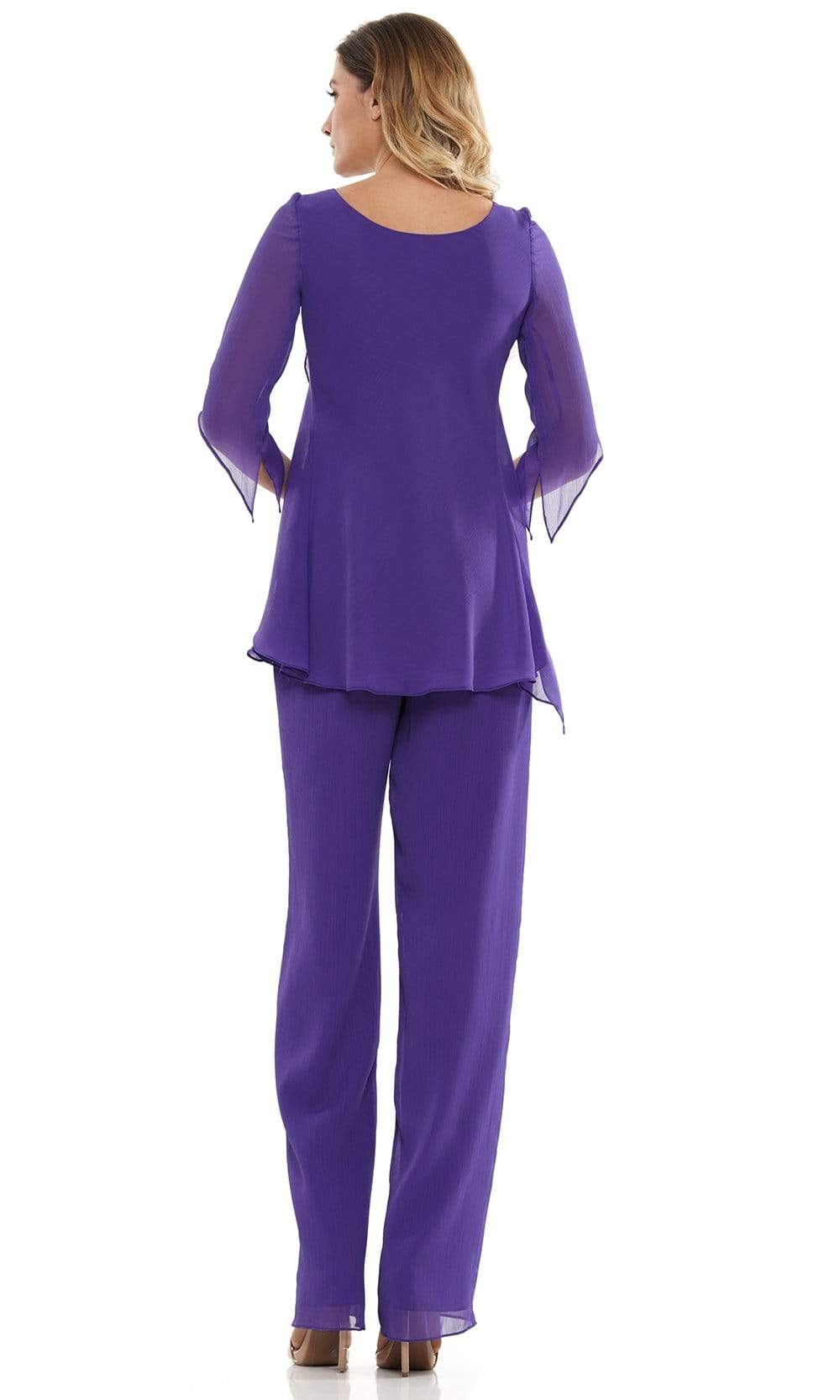 Marsoni by Colors - M308 V-Neck Half Sleeves Pantsuit Mother of the Bride Dresses