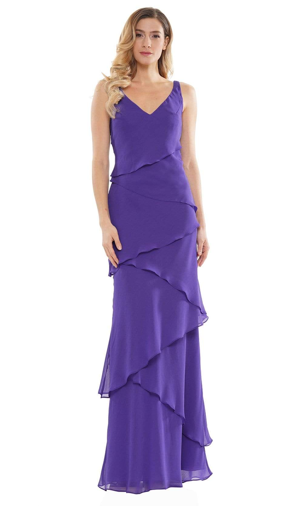 Marsoni by Colors - M309 V-Neck Tiered Sheath Dress Mother of the Bride Dresses