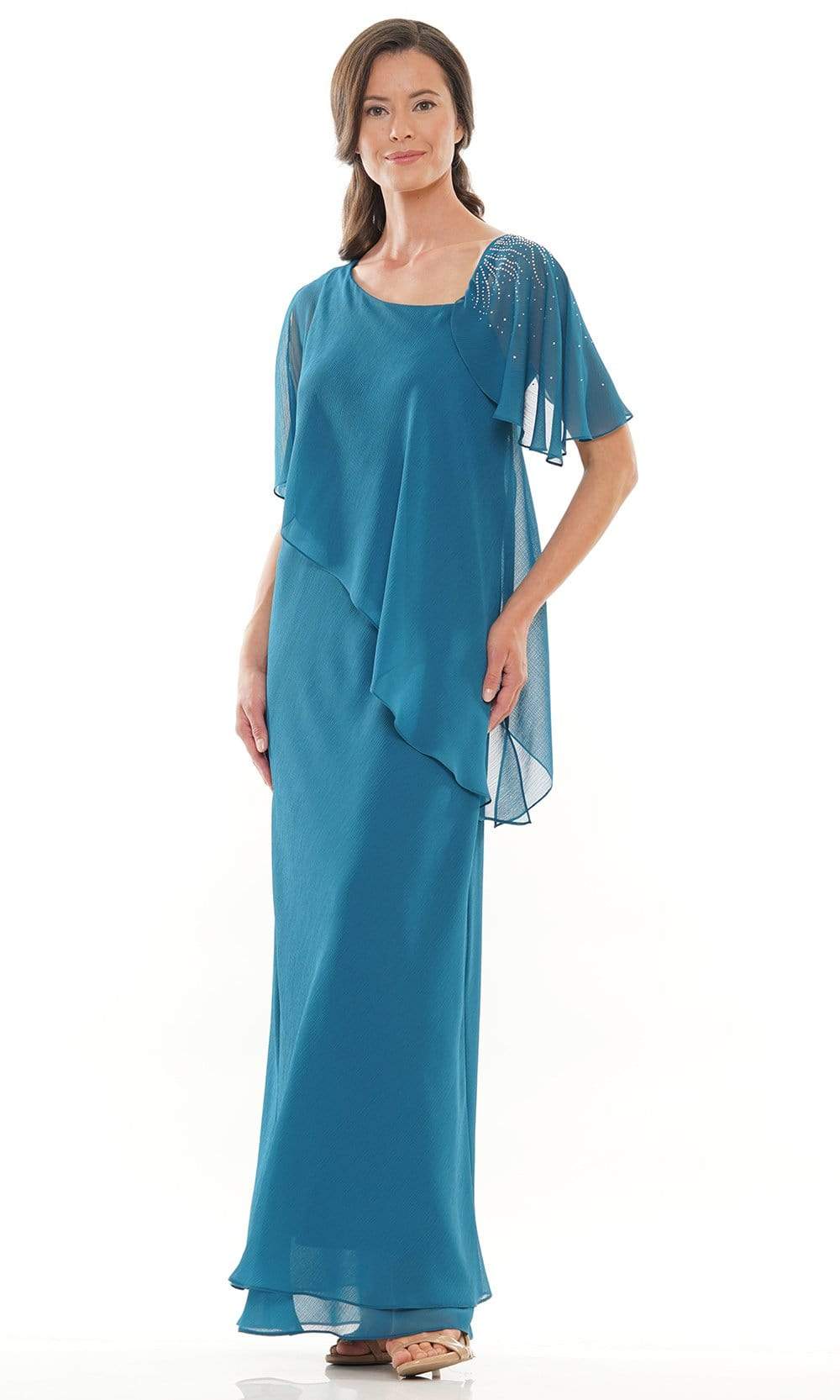 Marsoni by Colors - M313 Scoop Sheath Evening Dress Mother of the Bride Dresses 6 / Teal