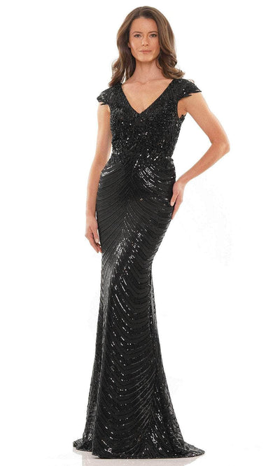 Marsoni by Colors M315 - Cap Sleeve Beaded Formal Dress Special Occasion Dress 4 / Black