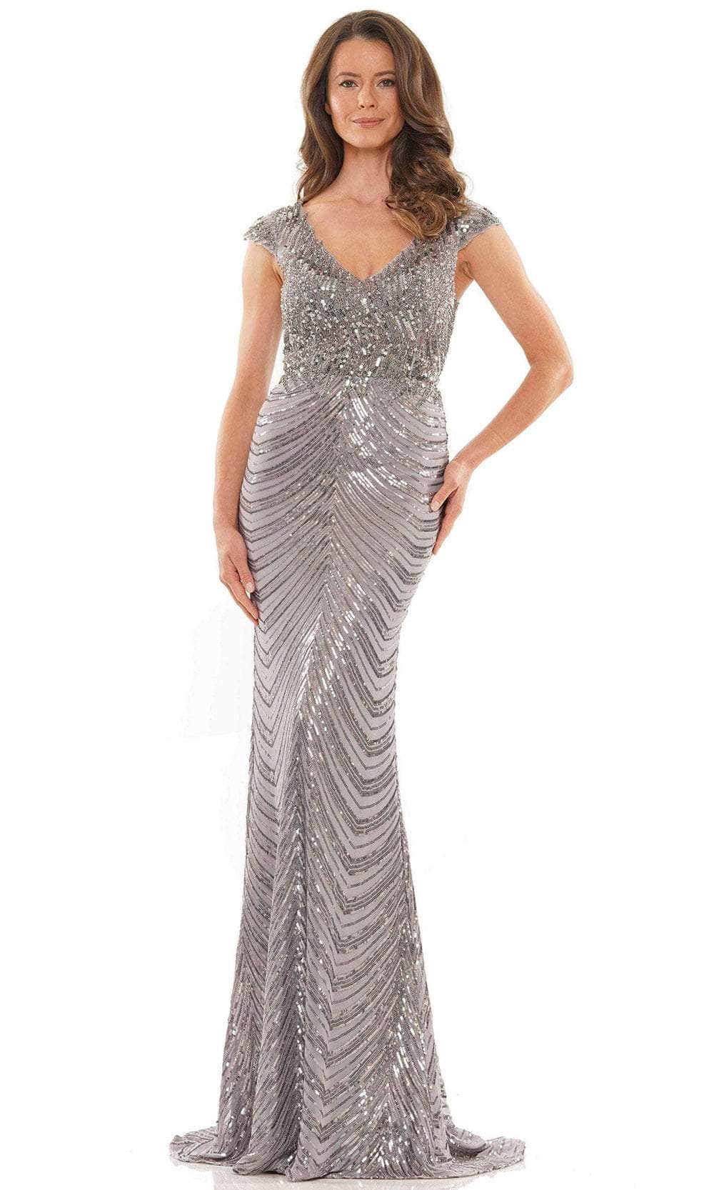Marsoni by Colors M315 - Cap Sleeve Beaded Formal Dress Special Occasion Dress 4 / Gunmetal