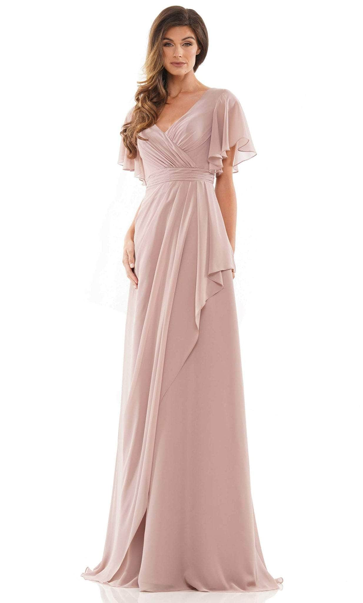 Marsoni by Colors M320 - Short Flutter Sleeve V-Neck Evening Dress Mother of the Bride