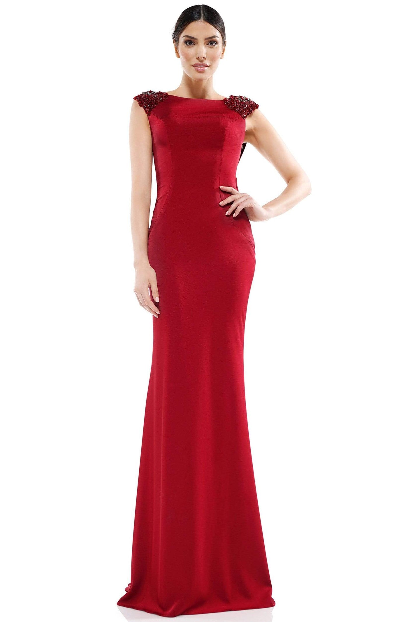 Marsoni by Colors - MV1023 Beaded Bateau Trumpet Dress Mother of the Bride Dresses 4 / Wine