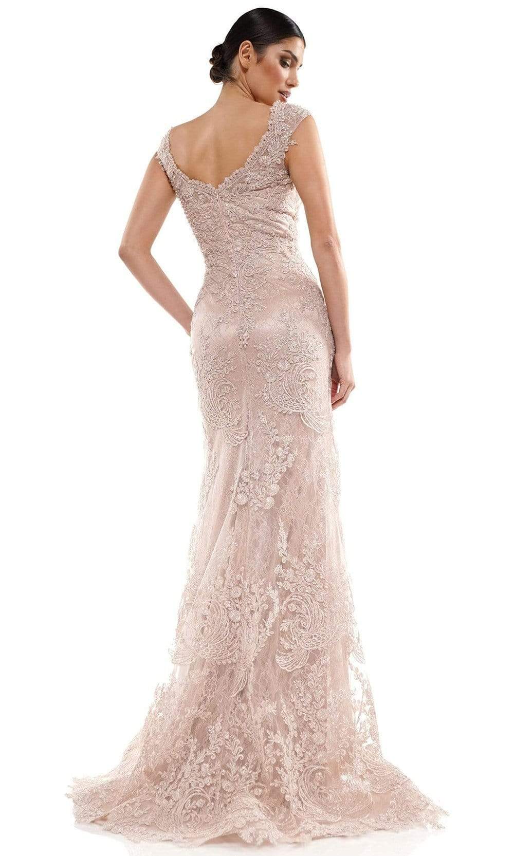 Marsoni by Colors - MV1030 Embroidered V-neck Trumpet Dress Mother of the Bride Dresses