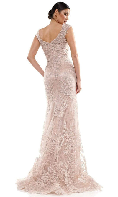 Marsoni by Colors - MV1030 Embroidered V-neck Trumpet Dress Mother of the Bride Dresses