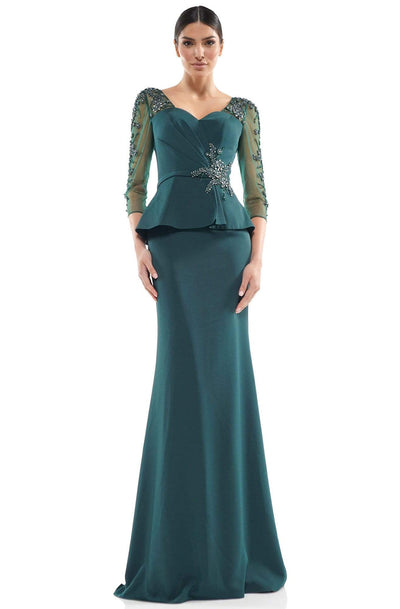 Marsoni by Colors - MV1037 Embellished Sweetheart Trumpet Dress Mother of the Bride Dresses 6 / Deep Green