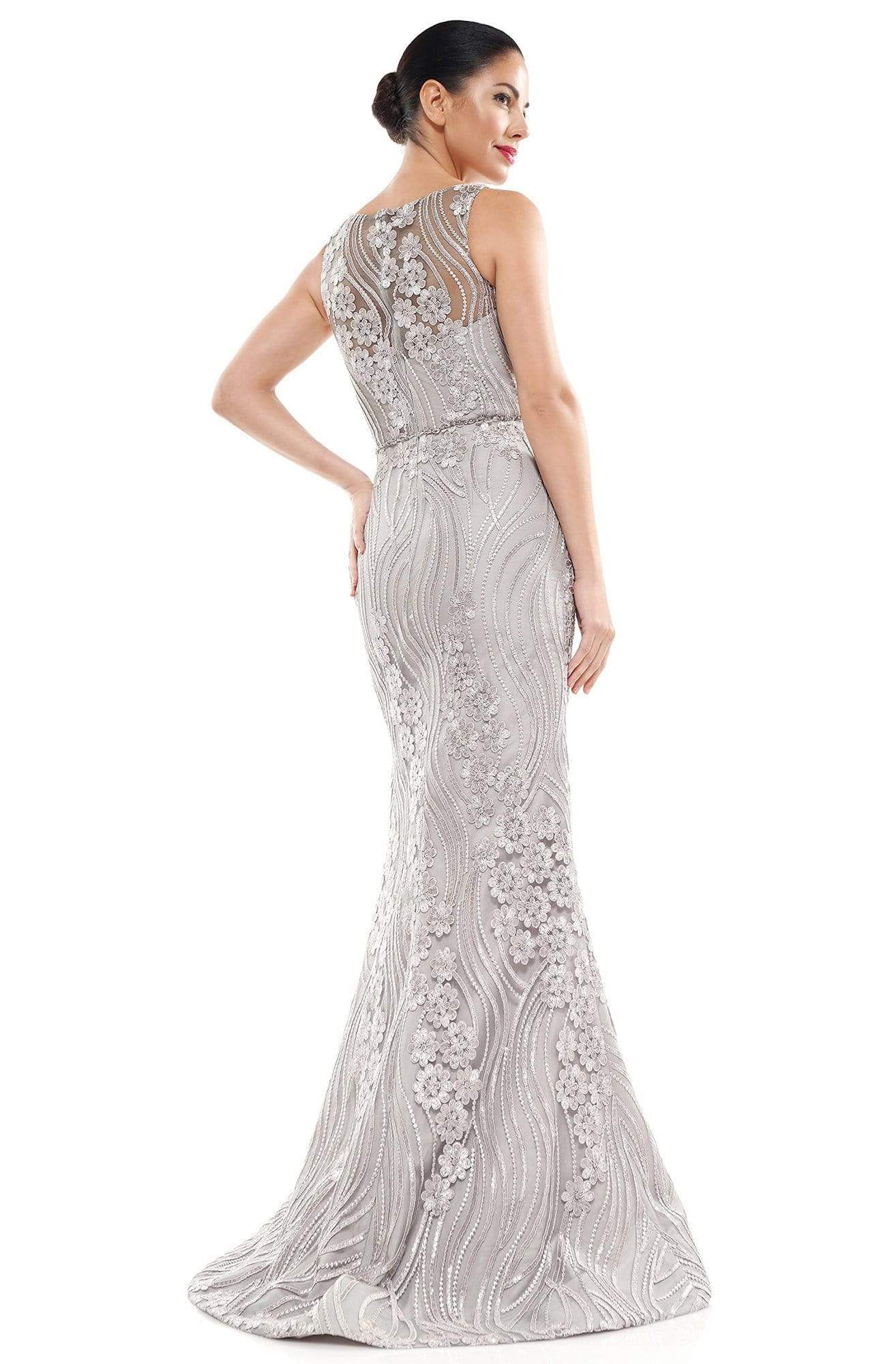 Marsoni by Colors - MV1047 Floral Embroidered Trumpet Dress Mother of the Bride Dresses
