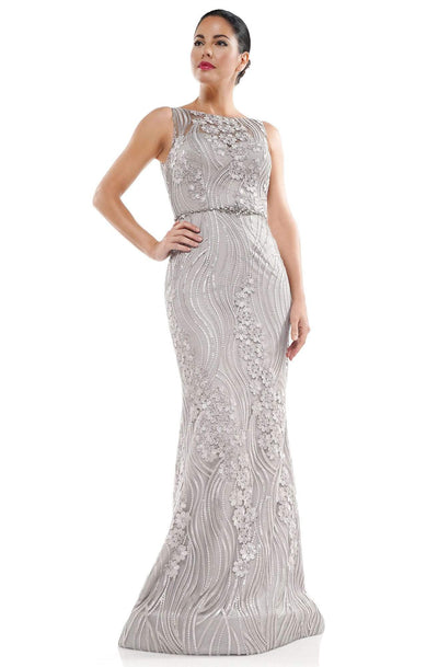 Marsoni by Colors - MV1047 Floral Embroidered Trumpet Dress Mother of the Bride Dresses 4 / Taupe