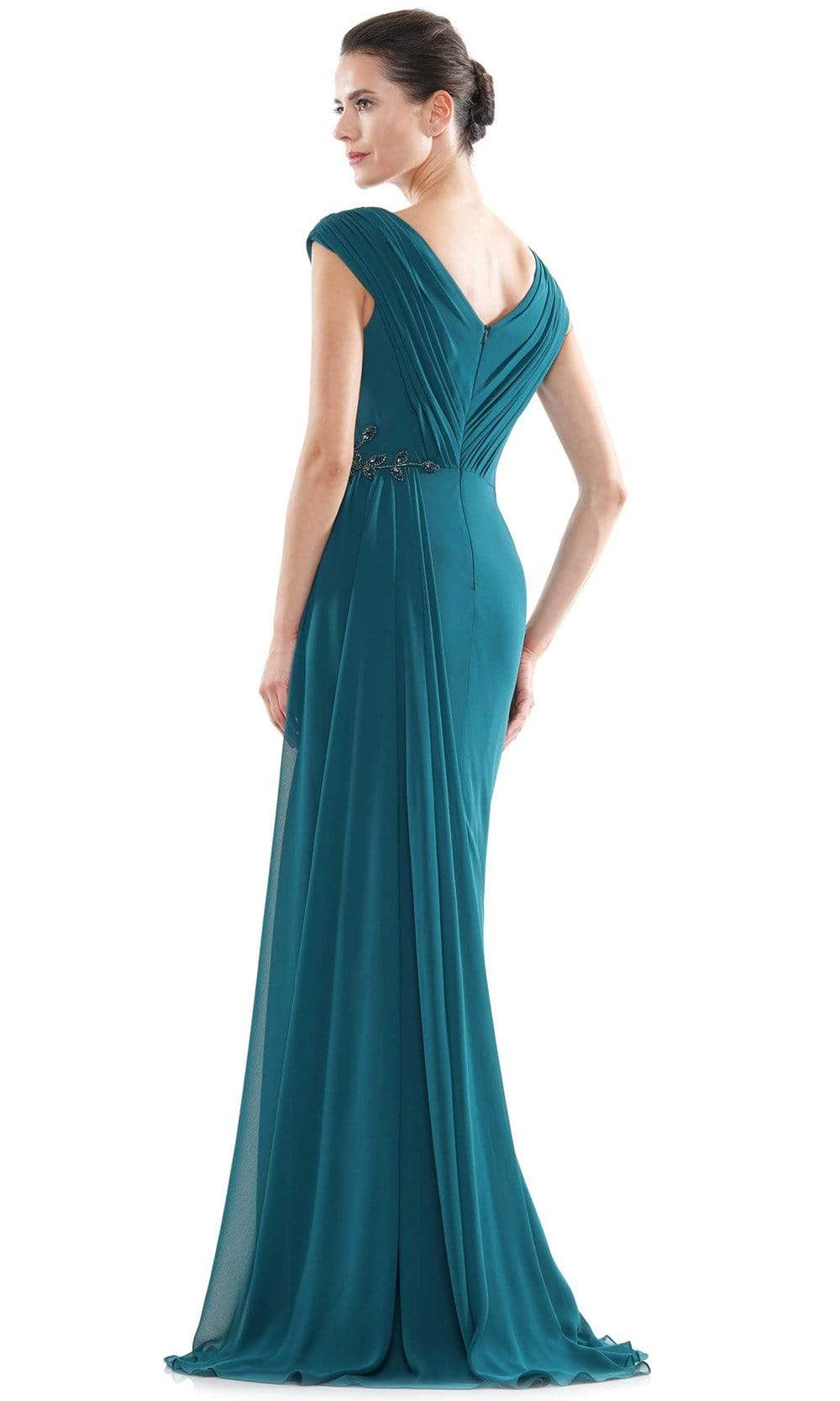 Marsoni by Colors - MV1080 Cap Sleeve Foliage Beaded Sheath Gown Mother of the Bride Dresses
