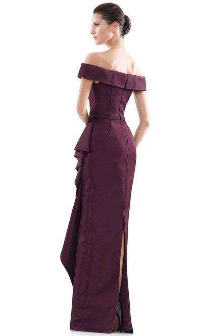 Marsoni by Colors - MV1087 Off Shoulder Beaded Ruffle Accented Gown Mother of the Bride Dresses