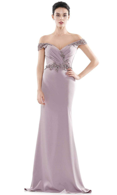 Marsoni by Colors - MV1101 Jeweled Cap Sleeve Mermaid Gown Mother of the Bride Dresses 4 / Dusty Rose