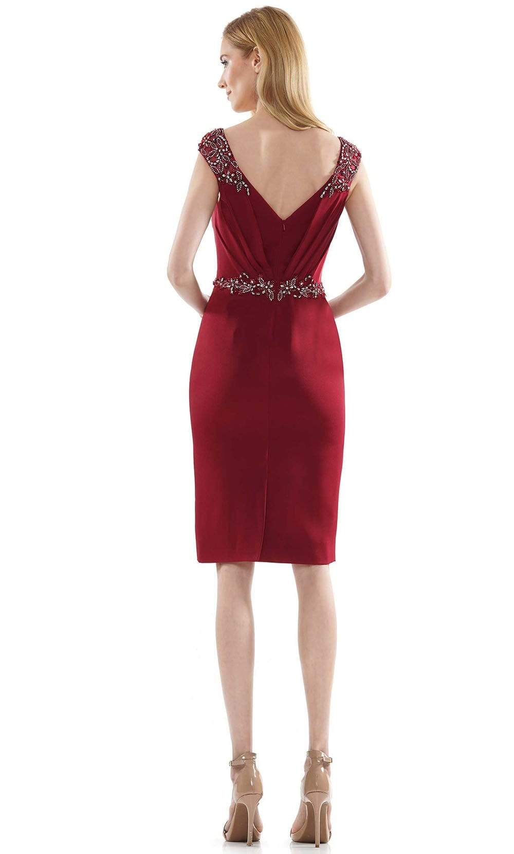 Marsoni by Colors - MV1107 Beaded V Neck Column Dress Cocktail Dresses