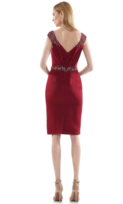 Marsoni by Colors - MV1107 Beaded V Neck Column Dress Cocktail Dresses