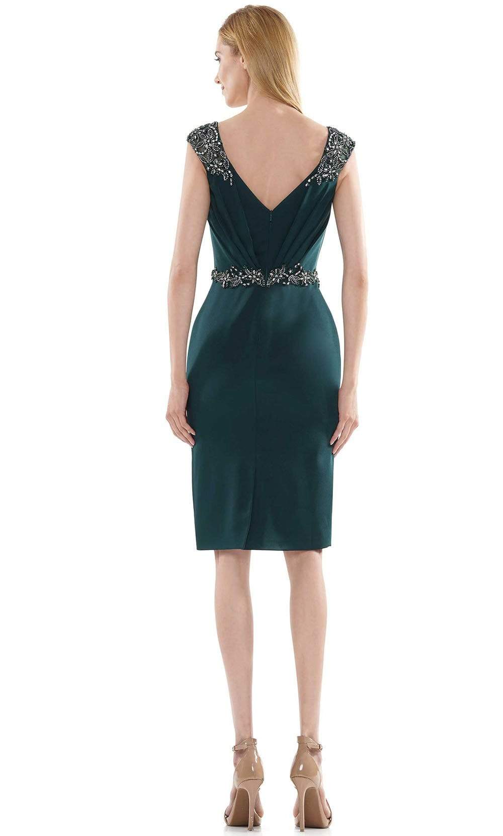 Marsoni by Colors - MV1107 Beaded V Neck Column Dress Cocktail Dresses