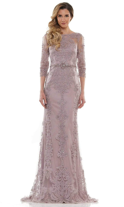 Marsoni by Colors - MV1123 Modest Beaded Sheath Dress Mother of the Bride Dresses 4 / Dusty Rose