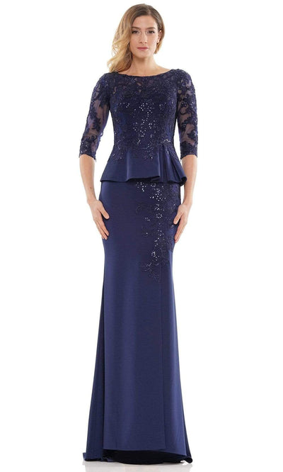 Marsoni by Colors - MV1124 Embroidered Two Piece Set Formal Dress Mother of the Bride Dresses 4 / Navy