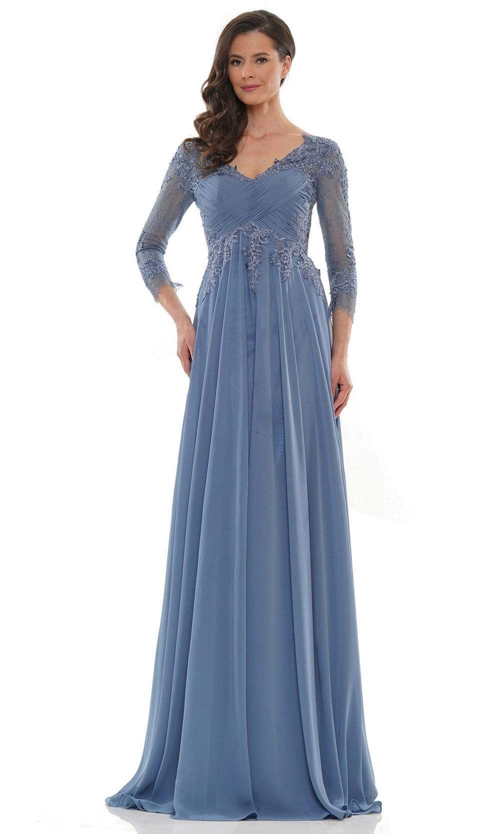 Marsoni by Colors - V-Neck Dress MV1125  In Blue