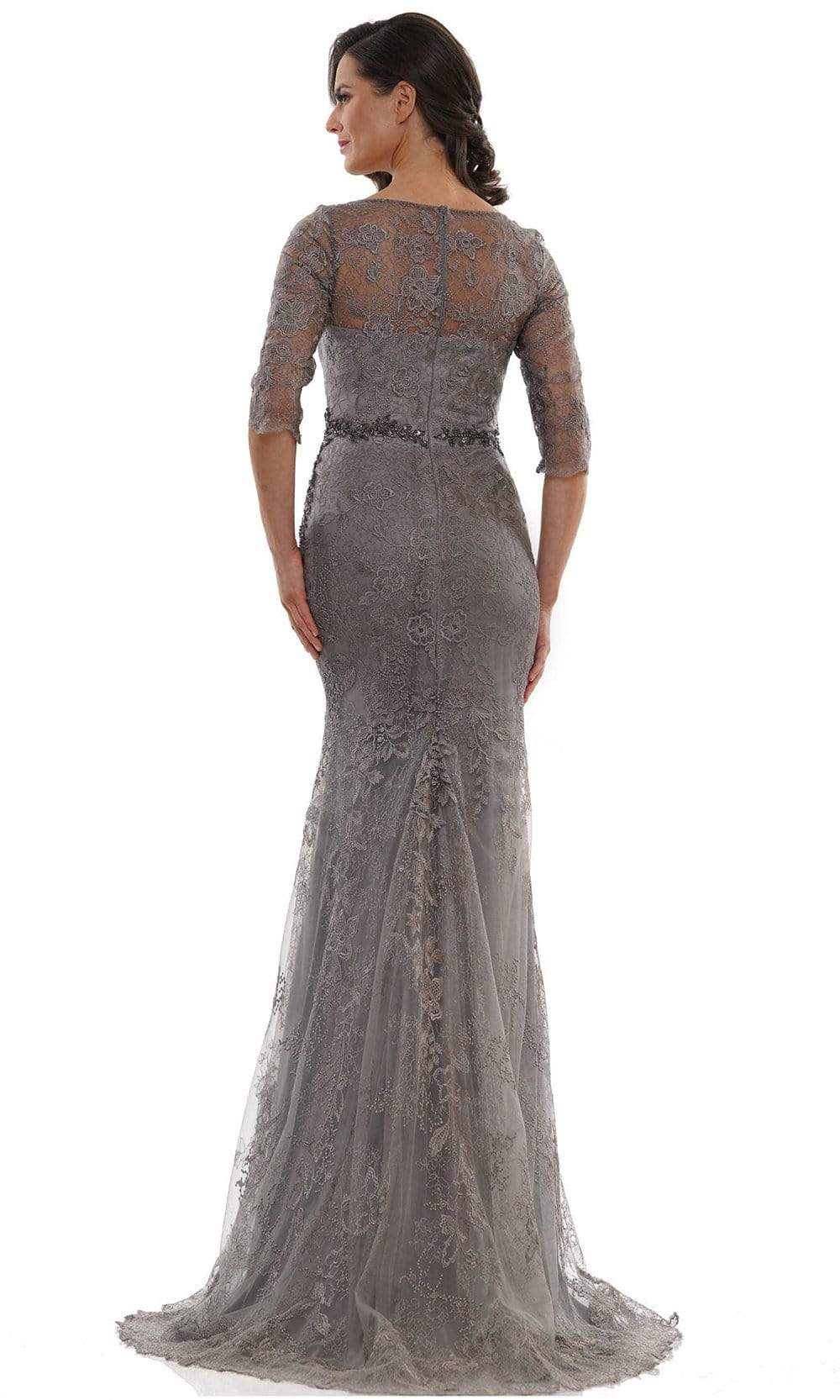 Marsoni by Colors - MV1127 Fitted Beaded Waist Evening Dress Mother of the Bride Dresses