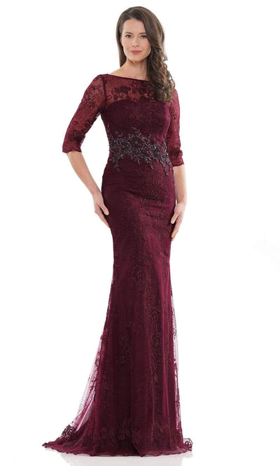 Marsoni by Colors - MV1127 Fitted Beaded Waist Evening Dress Mother of the Bride Dresses 4 / Wine