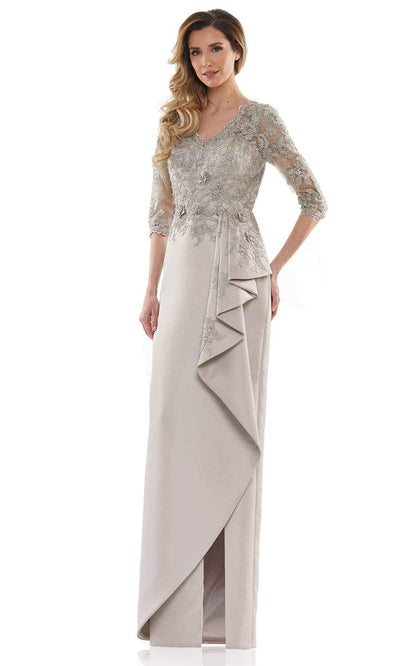 Marsoni by Colors - MV1134 V-Neck Fitted Evening Dress Mother of the Bride Dresses 6 / Taupe