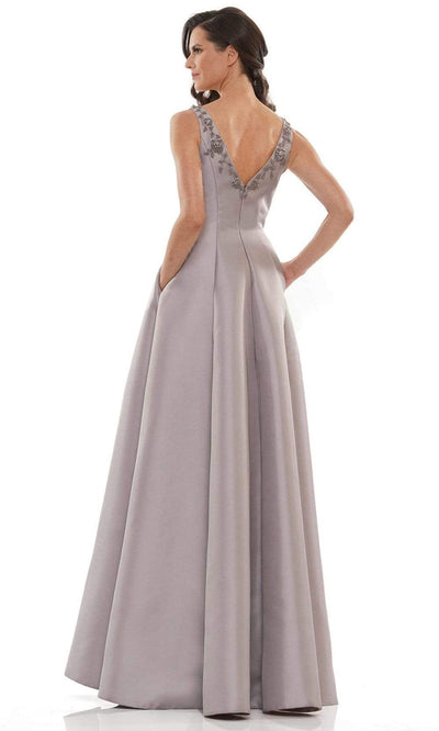 Marsoni by Colors - MV1139 Flower Beaded V Neck A-line Gown Mother of the Bride Dresses