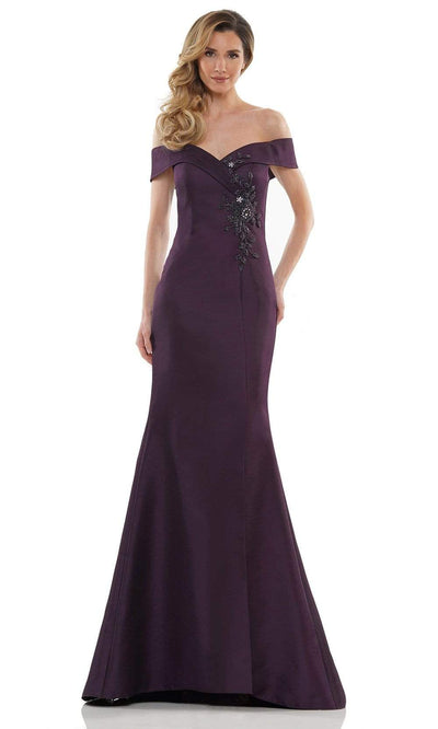 Marsoni by Colors - MV1140 Off Shoulder Trumpet Evening Dress Mother of the Bride Dresses 4 / Eggplant