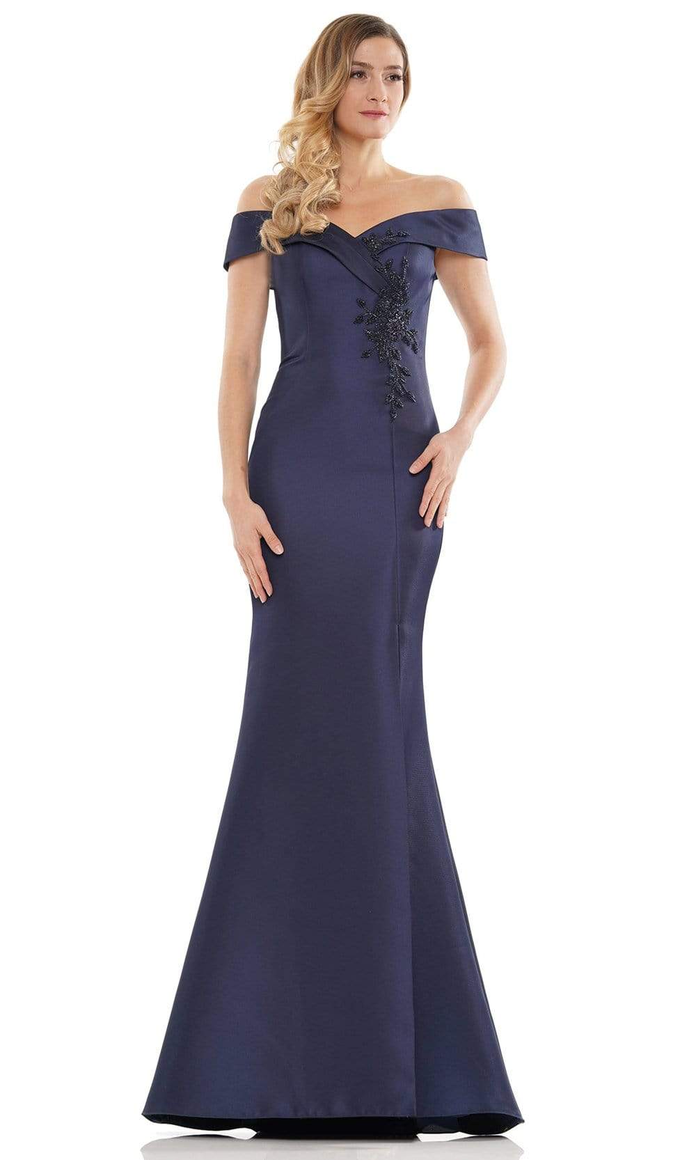 Marsoni by Colors - MV1140 Off Shoulder Trumpet Evening Dress Mother of the Bride Dresses 4 / Navy