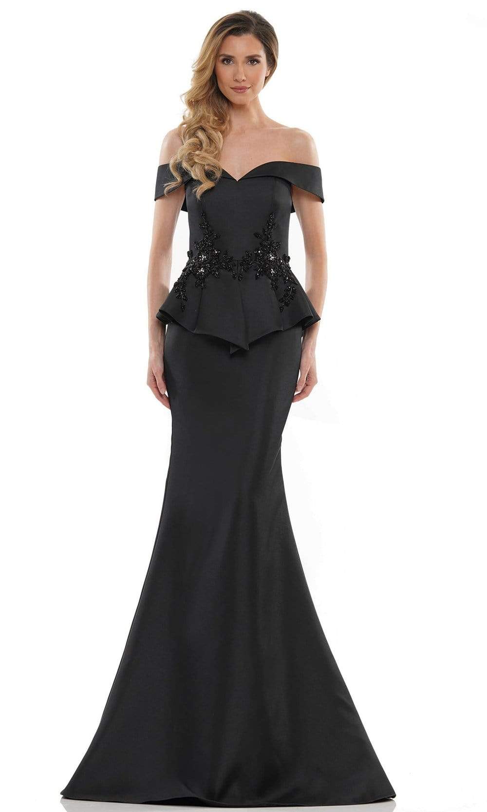 Marsoni by Colors - MV1141 Fitted Trumpet Evening Dress Mother of the Bride Dresses 4 / Black
