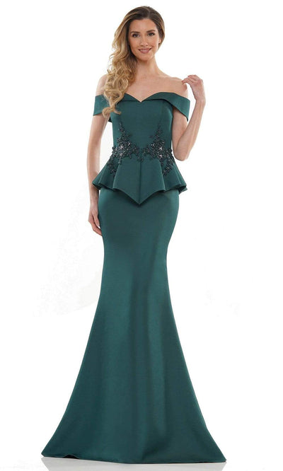 Marsoni by Colors - MV1141 Fitted Trumpet Evening Dress Mother of the Bride Dresses 4 / Deep Green