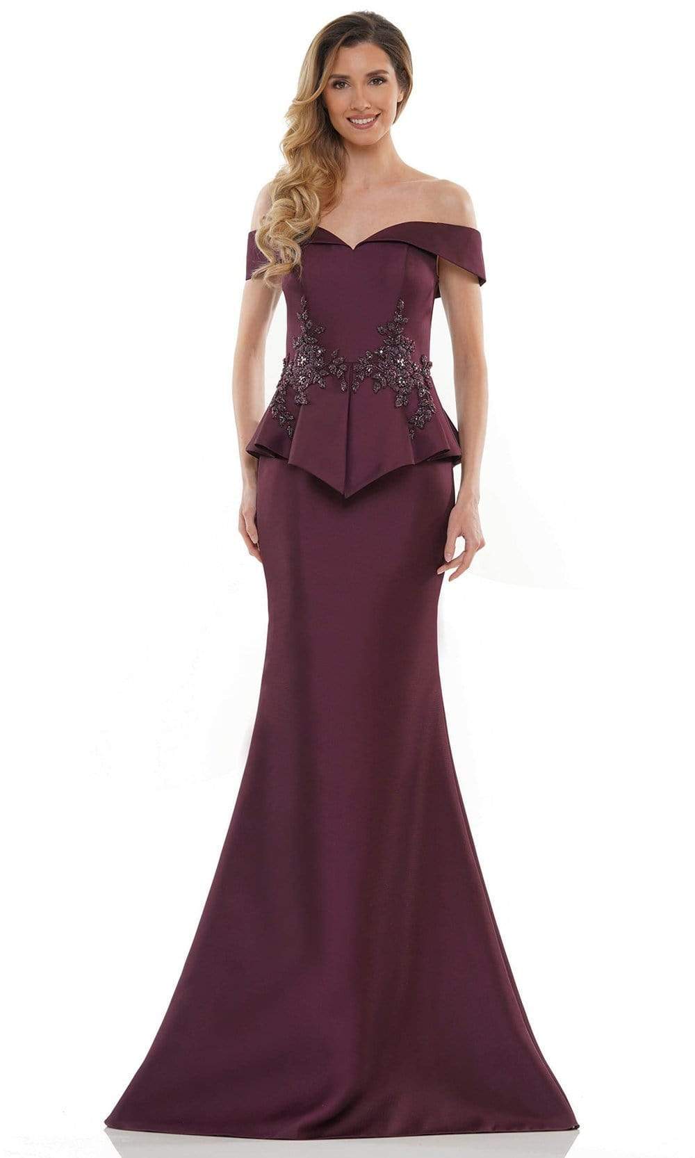 Marsoni by Colors - MV1141 Fitted Trumpet Evening Dress Mother of the Bride Dresses 4 / Wine