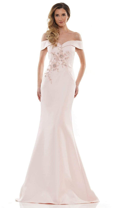 Marsoni by Colors - MV1142 Off Shoulder Mermaid Evening Dress Mother of the Bride Dresses 4 / Blush