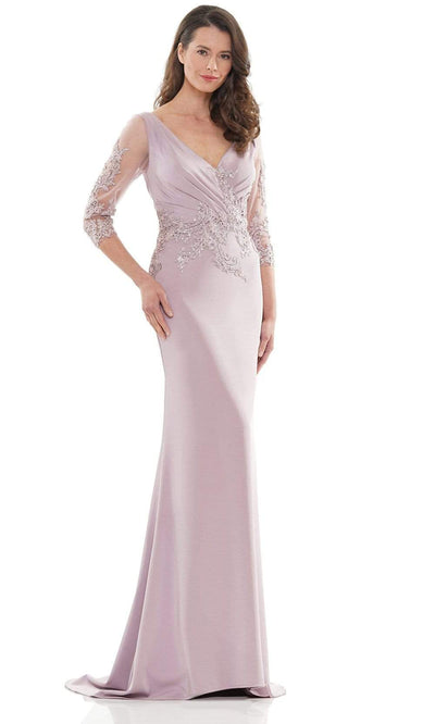 Marsoni by Colors - MV1145 Embroidery Detailed Polished Gown Mother of the Bride Dresses 6 / Dusty Rose