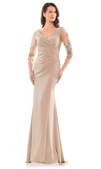 Marsoni by Colors - MV1146 Formal Pleated Bod Sheath Gown Mother of the Bride Dresses 6 / Dark Taupe