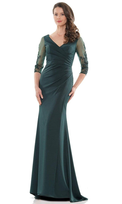 Marsoni by Colors - MV1146 Formal Pleated Bod Sheath Gown Mother of the Bride Dresses 6 / Deep Green