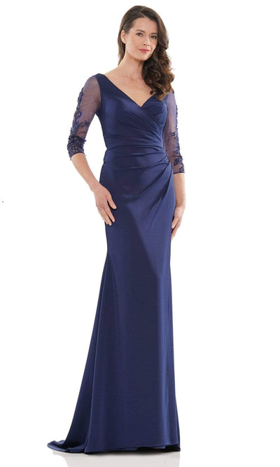 Marsoni by Colors - MV1146 Formal Pleated Bod Sheath Gown Mother of the Bride Dresses 6 / Navy