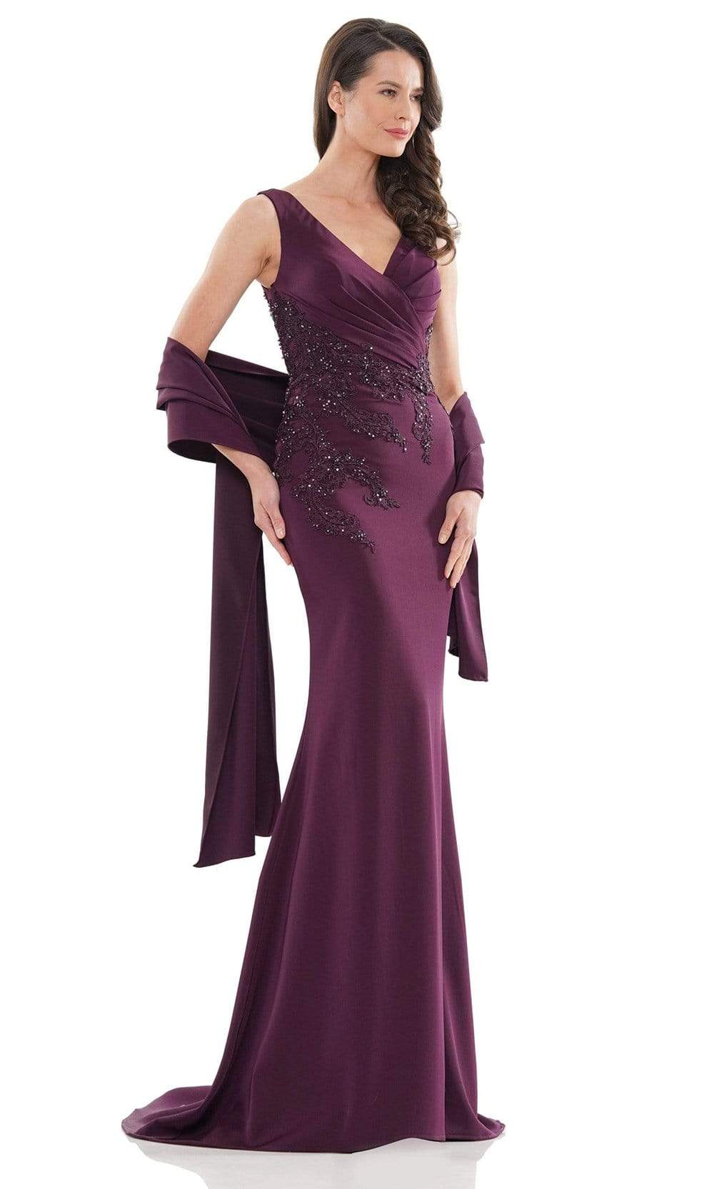 Marsoni by Colors - MV1147 Sleeveless Fitted Sheath Gown Mother of the Bride Dresses 4 / Eggplant