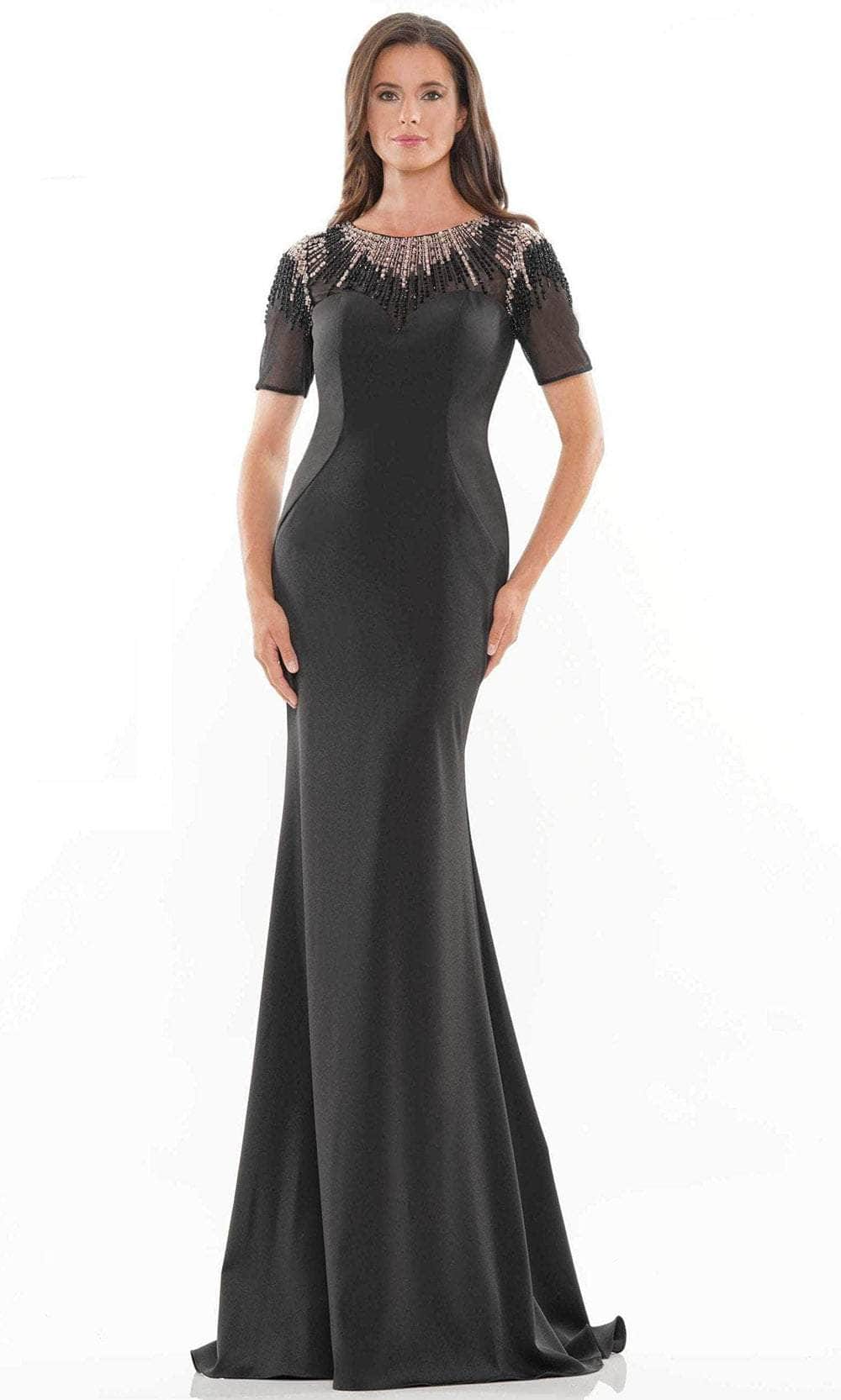 Marsoni by Colors MV1154 - Beaded Illusion Jewel Evening Gown Special Occasion Dress 4 / Black