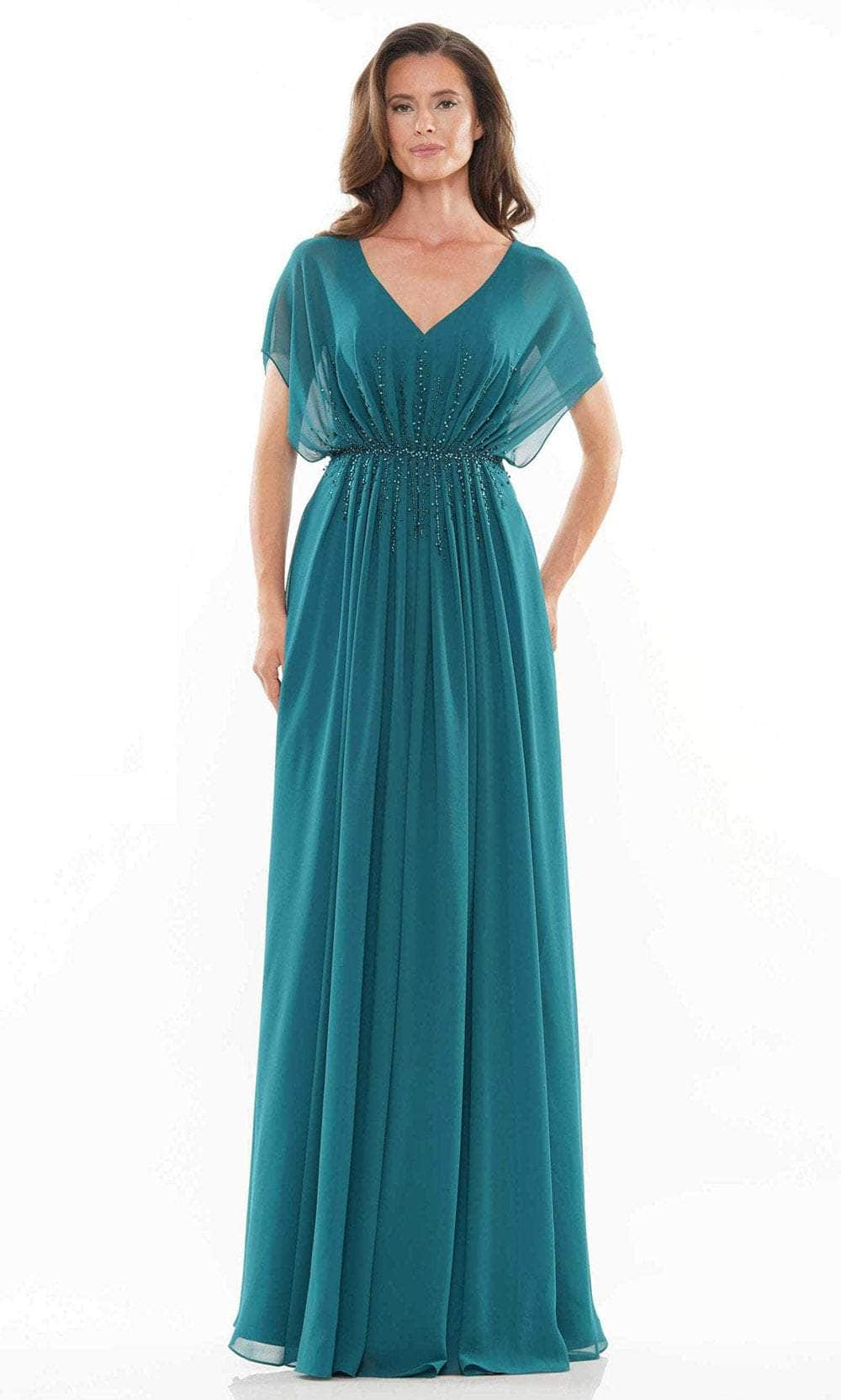 Marsoni by Colors MV1156 - Jeweled Chiffon Formal Dress Special Occasion Dress 6 / Deep Green