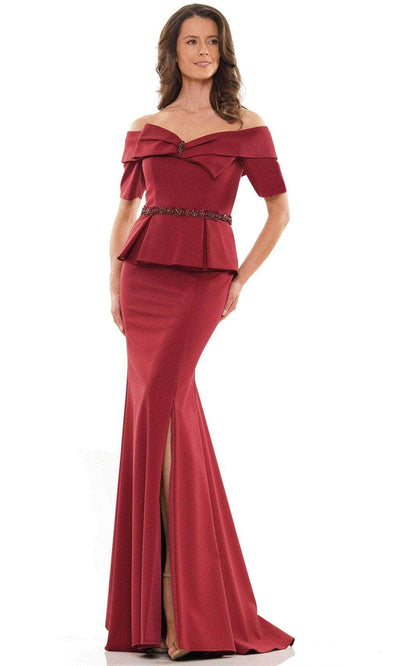 Marsoni by Colors MV1158 - Off-Shoulder Peplum Evening Gown Special Occasion Dress