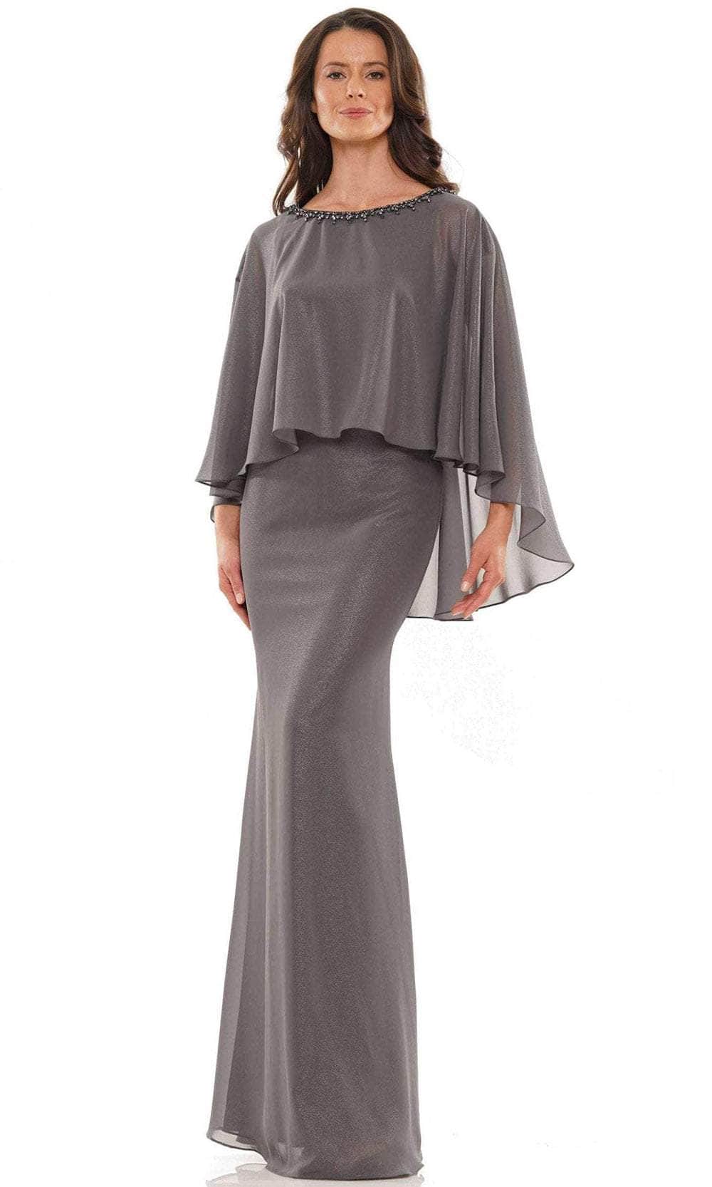 Marsoni by Colors MV1188 - Cape Drape Sheath Formal Dress Special Occasion Dress 6 / Charcoal