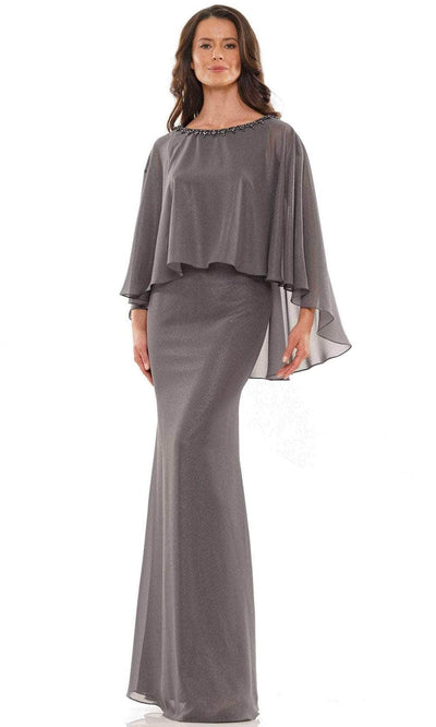 Marsoni by Colors MV1188 - Cape Drape Sheath Formal Dress Special Occasion Dress 6 / Charcoal