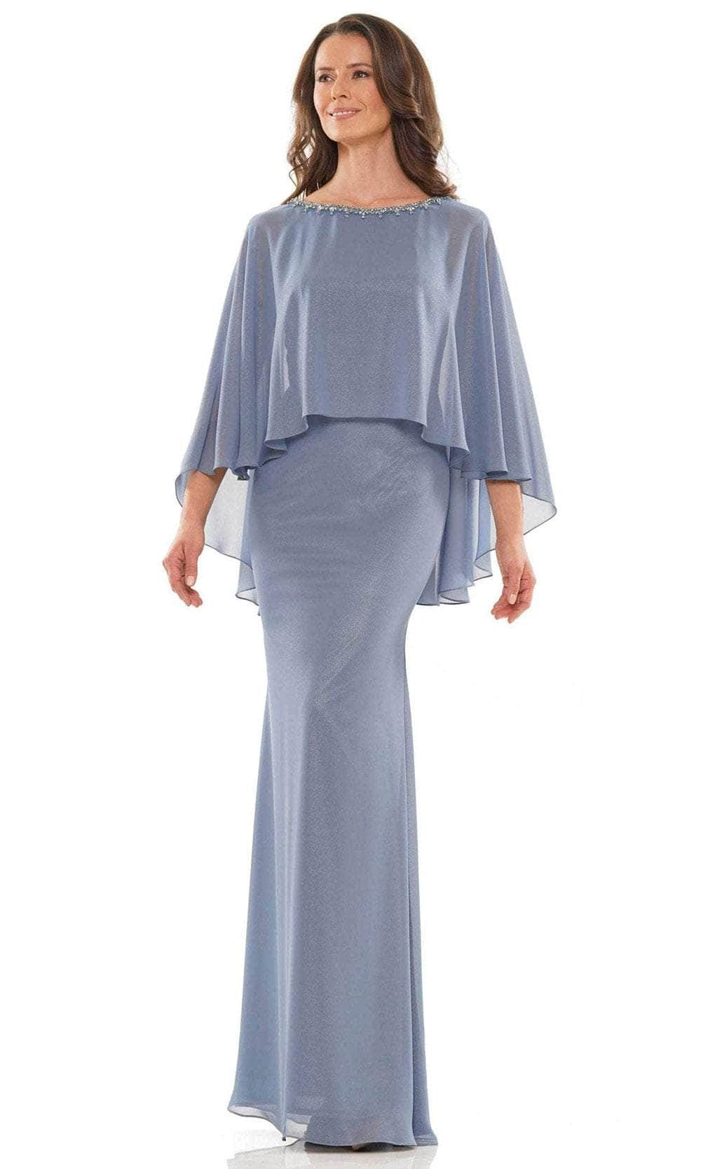 Marsoni by Colors MV1188 - Cape Drape Sheath Formal Dress Special Occasion Dress 6 / Slate Blue