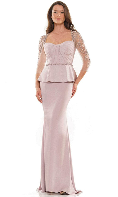 Marsoni by Colors MV1192 - Beaded Sheer Sleeve Formal Gown Special Occasion Dress 4 / Dusty Rose