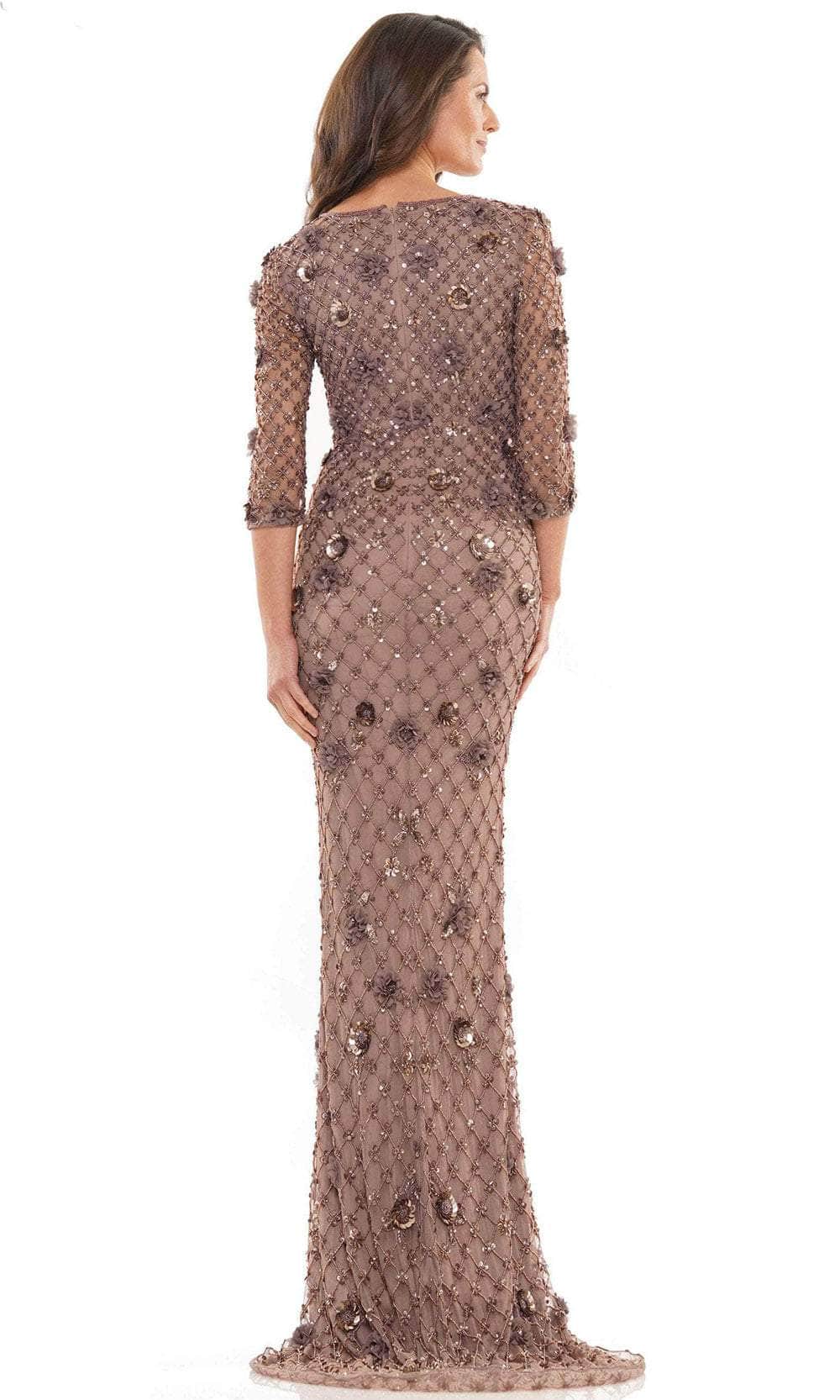 Marsoni by Colors MV1196 - Quarter Sleeve Floral Evening Gown Special Occasion Dress