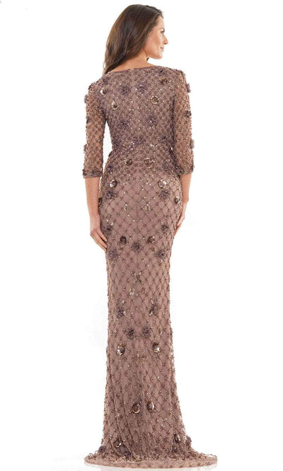 Marsoni by Colors MV1196 - Quarter Sleeve Floral Evening Gown Special Occasion Dress