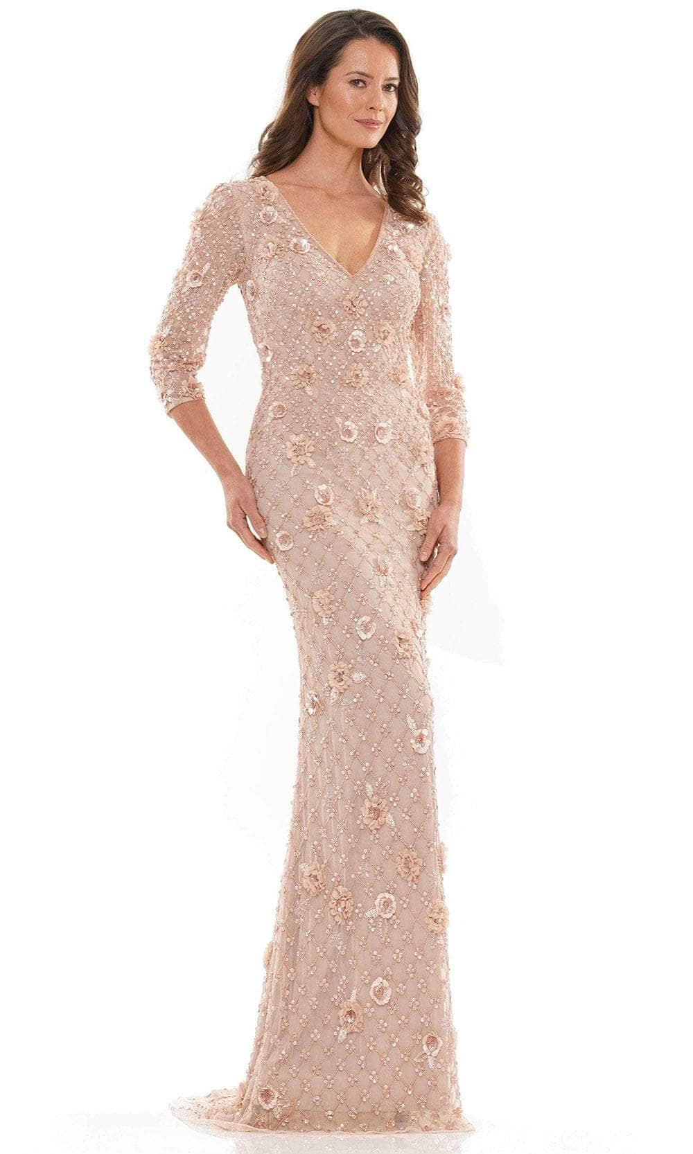 Marsoni by Colors MV1196 - Quarter Sleeve Floral Evening Gown Special Occasion Dress