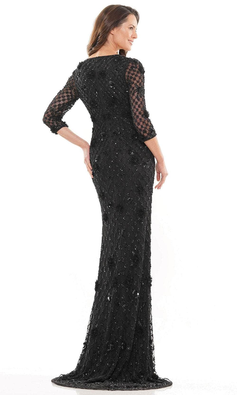 Marsoni by Colors MV1196 - Quarter Sleeve Floral Evening Gown Special Occasion Dress