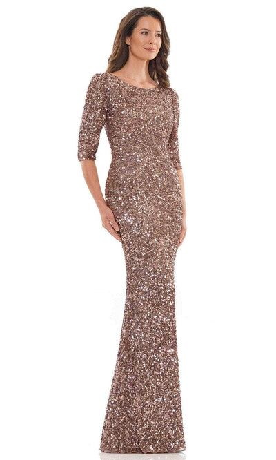 Marsoni by Colors MV1198 - Scoop Back Beaded Evening Dress Special Occasion Dress 4 / Dark Taupe