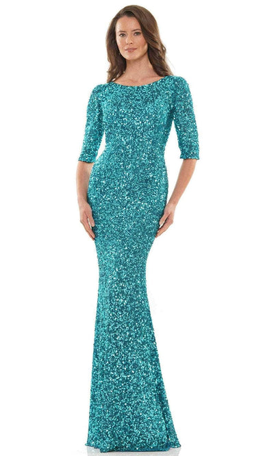 Marsoni by Colors MV1198 - Scoop Back Beaded Evening Dress Special Occasion Dress 4 / Teal