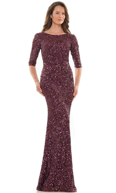 Marsoni by Colors MV1198 - Scoop Back Beaded Evening Dress Special Occasion Dress 4 / Wine